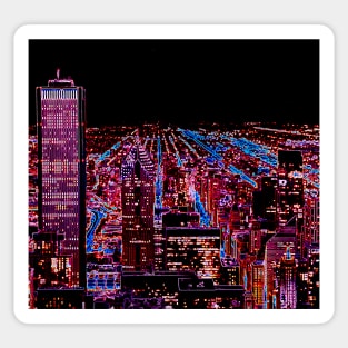 City at Night Cyperpunk/Vaporwave/Neon Inspired Art Sticker